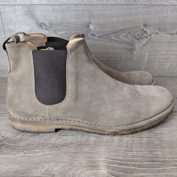 Vince Chelsea Boots Mens Size 11 Gray Suede Leather Made Italy Gum Crepe Sole
